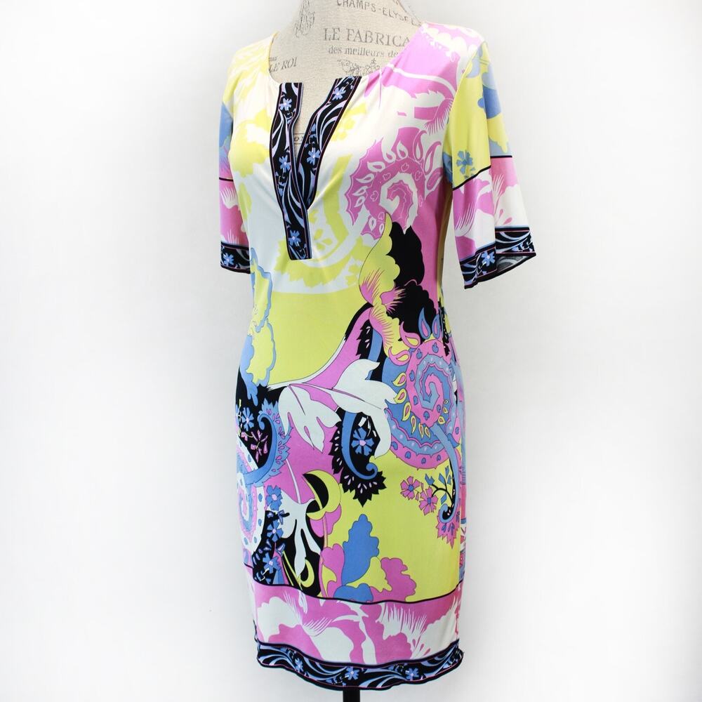 Elie Tahari designer vintage 90's pucci -que print jersey silk dress XS